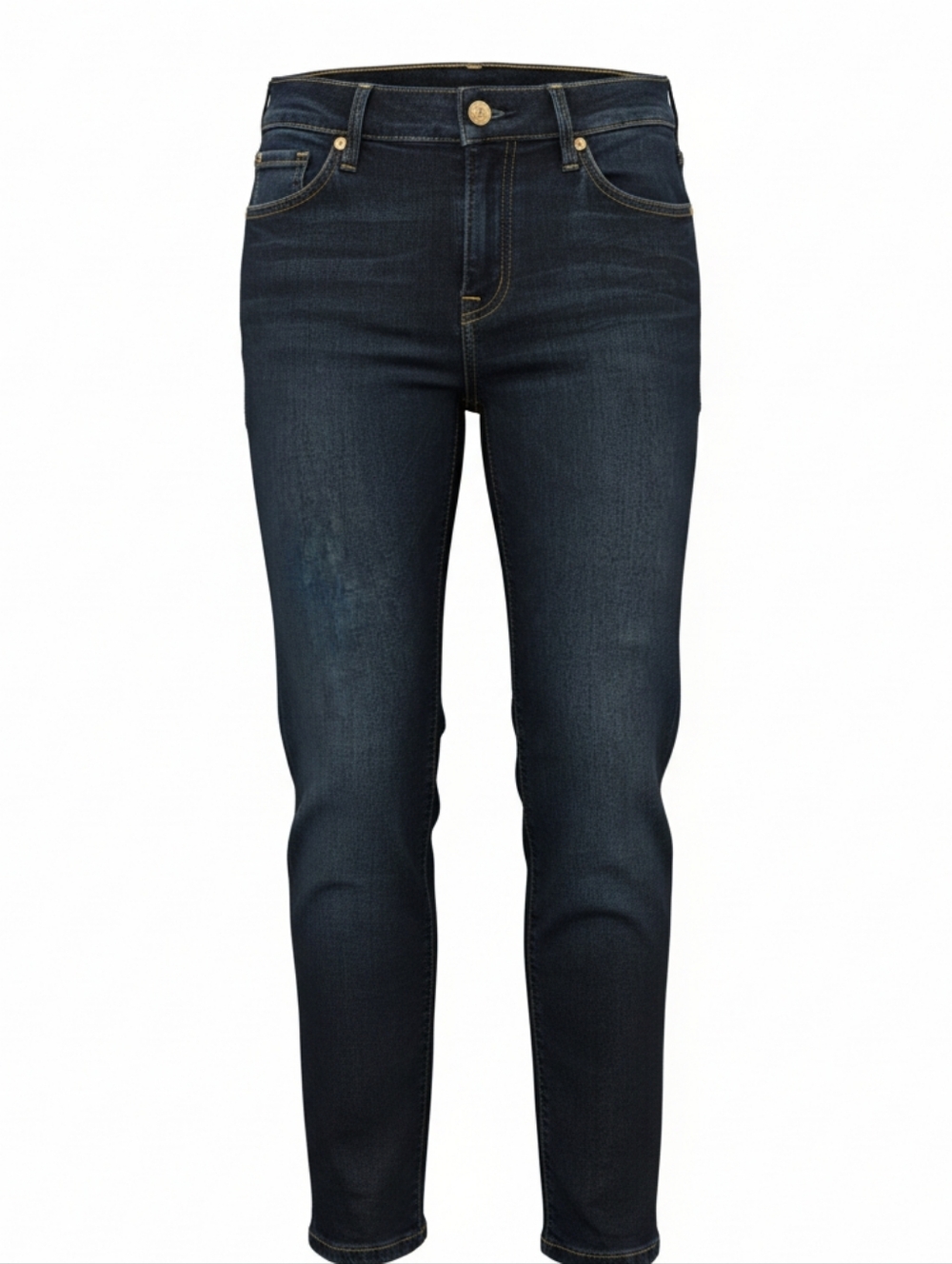 7 For All Mankind Ankle Skinny Jeans Size 27 Dark Wash Raw Hem Stretch Denim
